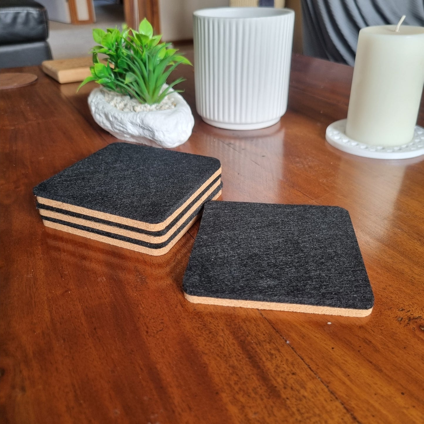 Cork and felt coaster - Black