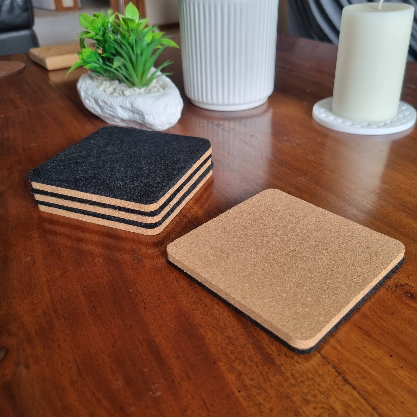 Cork and felt coaster - Black