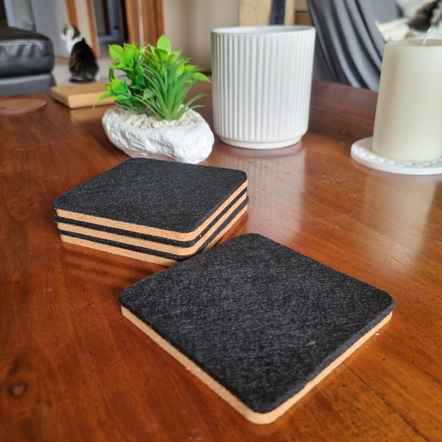 Cork and felt coaster - Black