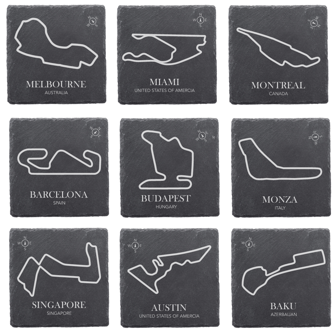 Slate coaster - Formula 1 race track - round