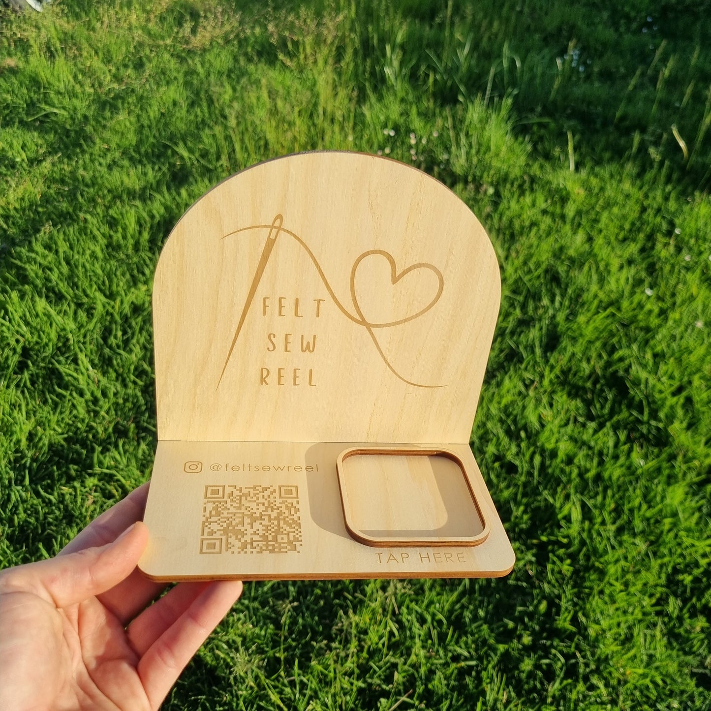 Business station - logo, QR code, and square reader holder