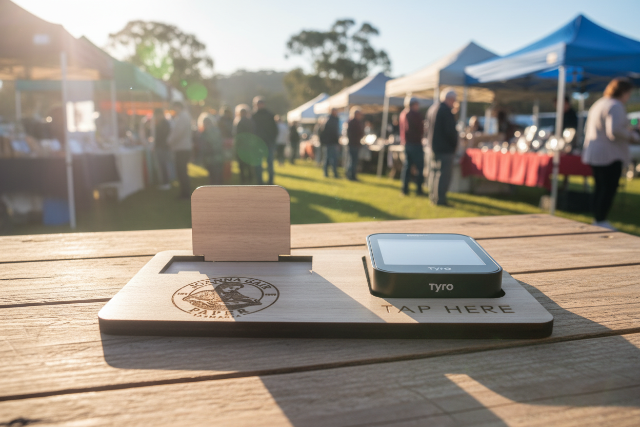 Tyro reader and business card holder - engraved logo