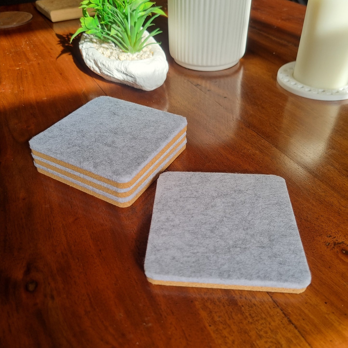 Cork and felt coaster - Grey