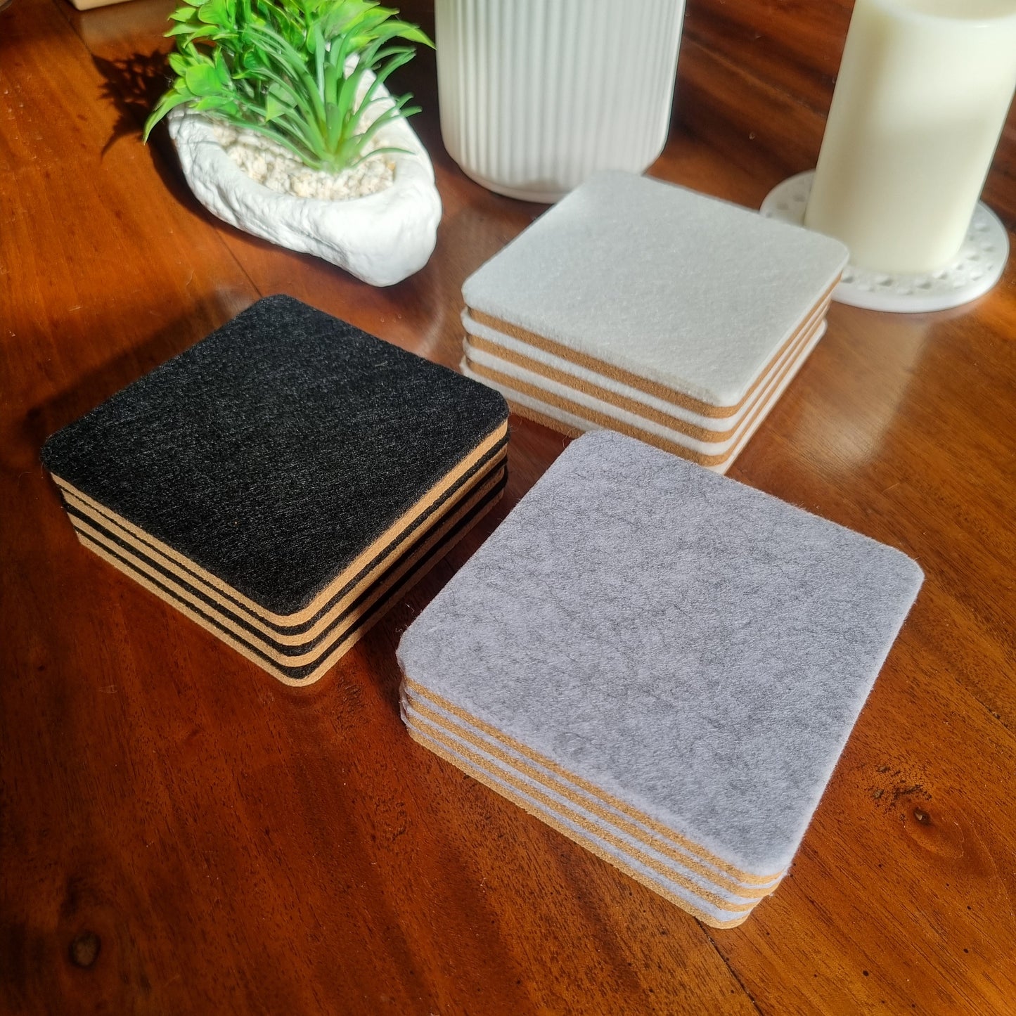Cork and felt coaster - Grey