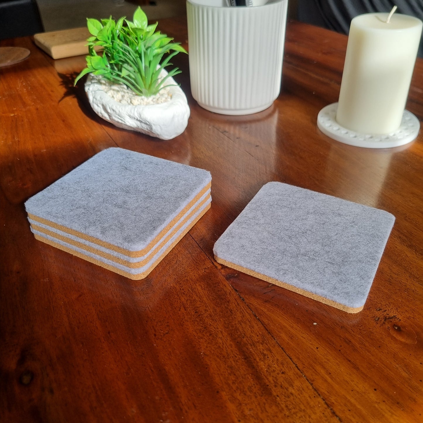 Cork and felt coaster - Grey