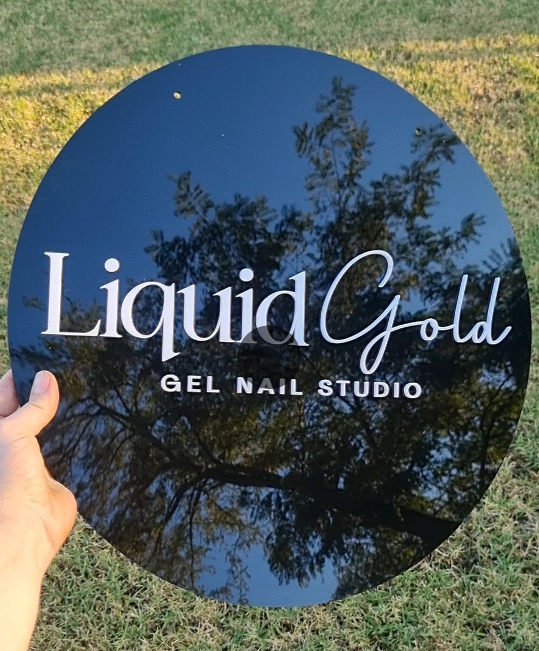 Round acrylic business sign - 45cm