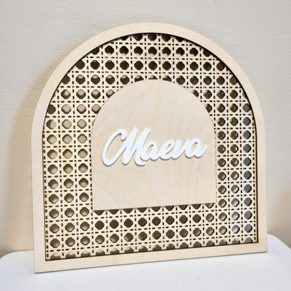 Arch Rattan with acrylic name (double layer)