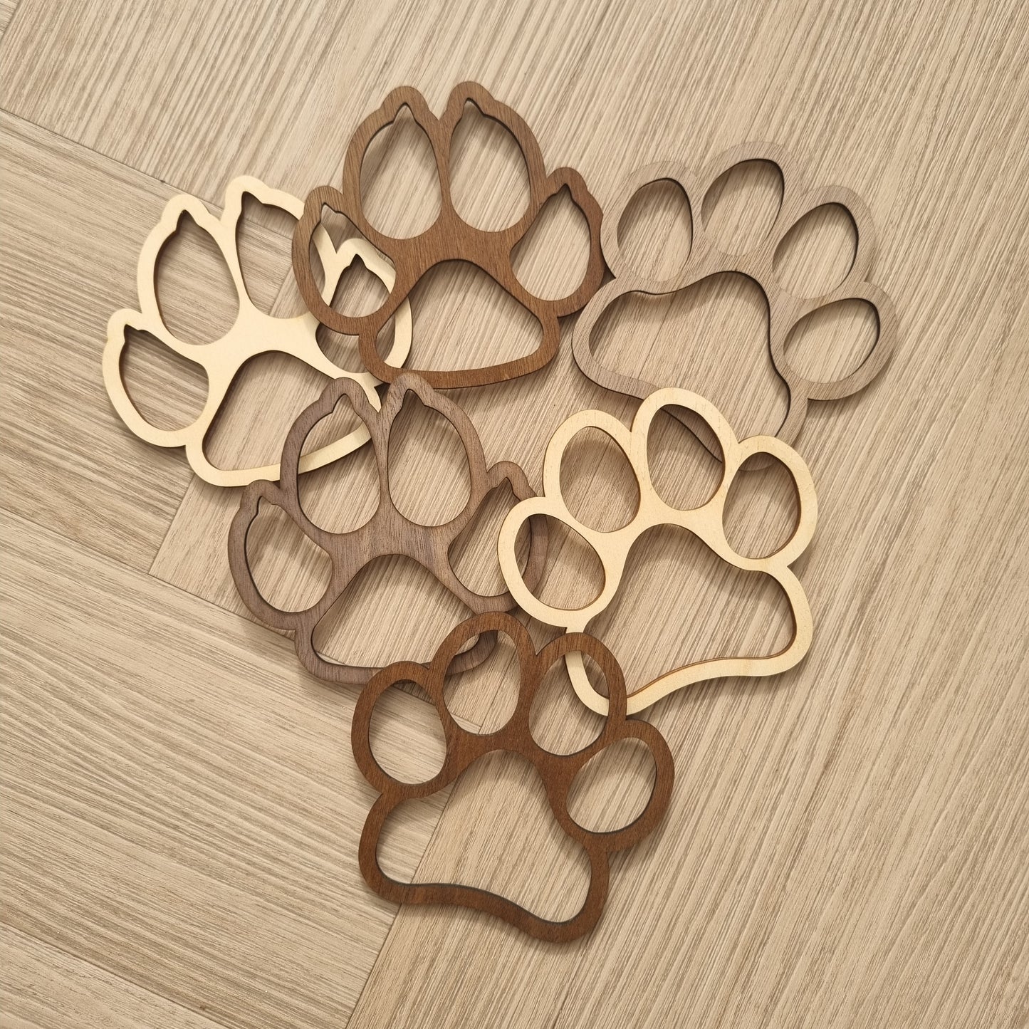 Dog paw print cutout coaster - set of 4