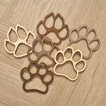 Dog paw print cutout coaster - set of 4