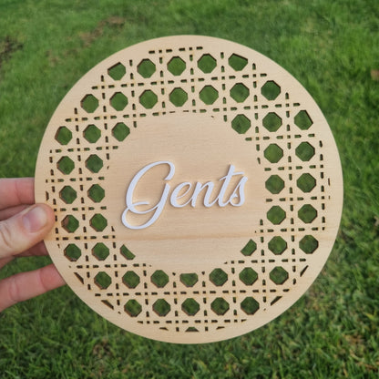 Bathroom sign - rattan pattern