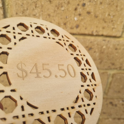 Large rattan price tag - engraved