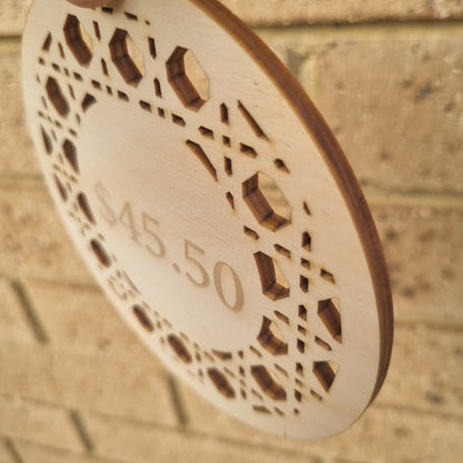 Large rattan price tag - engraved