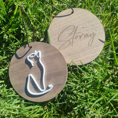 Cat Line Art - pet name ornament