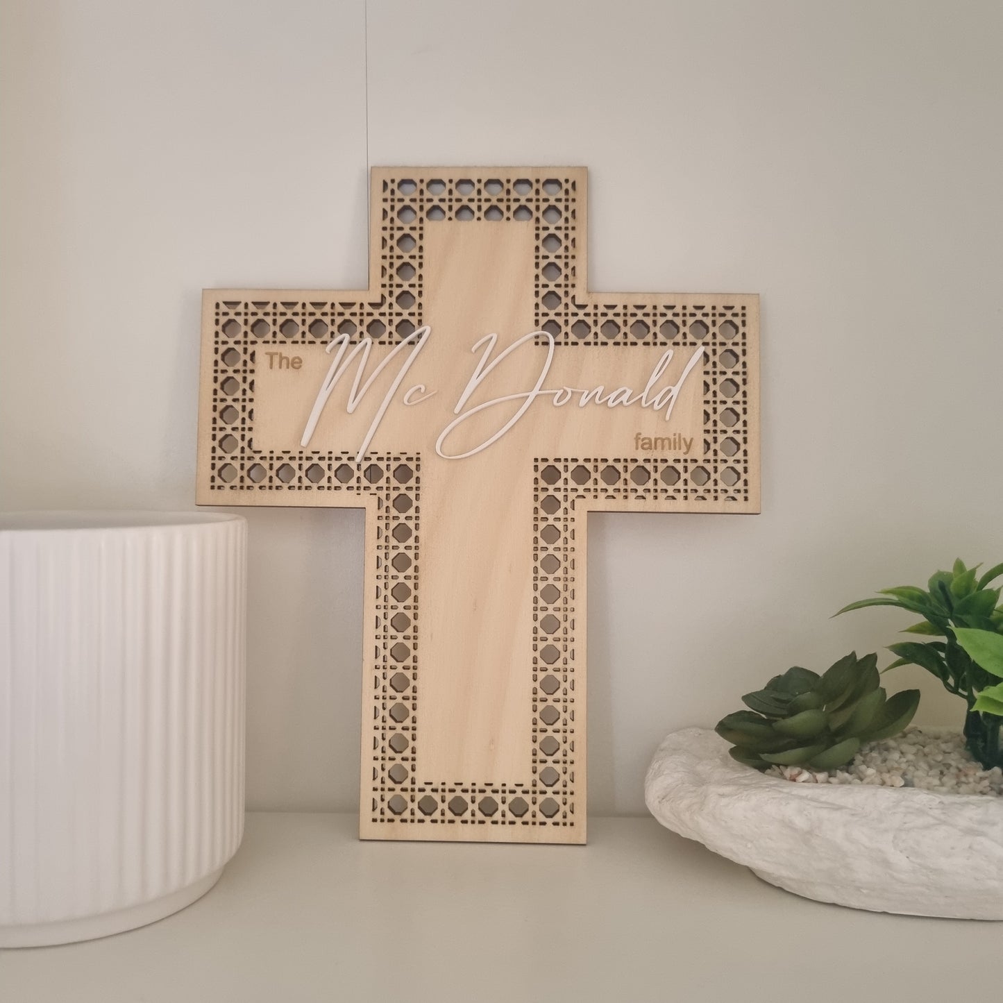 Rattan cross with Family name