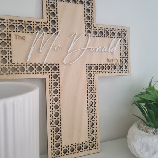 Rattan cross with Family name