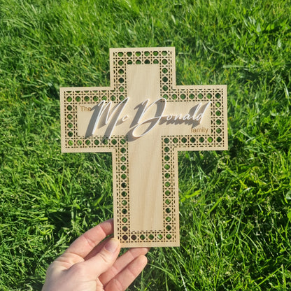 Rattan cross with Family name