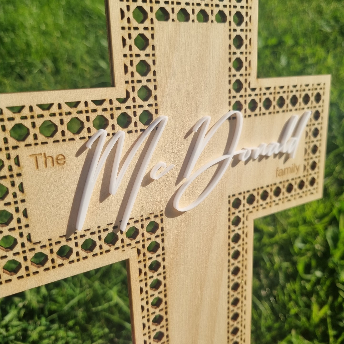 Rattan cross with Family name