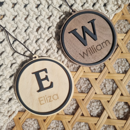 Initial name round ornament