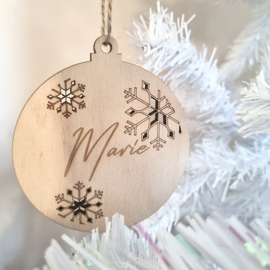 Bauble snowflakes ornament - engraved name