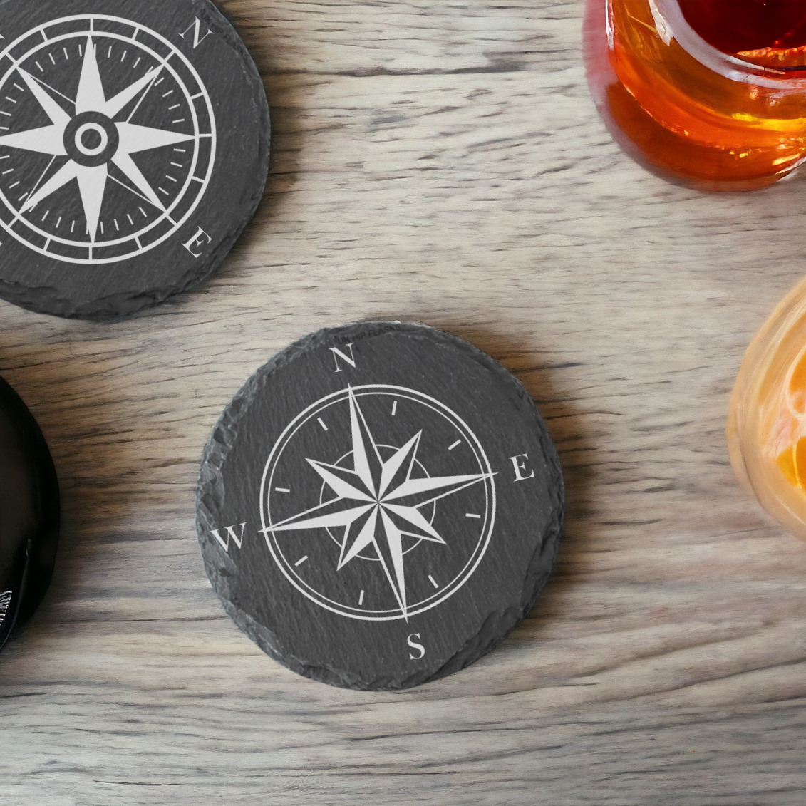 Slate coaster - Compass