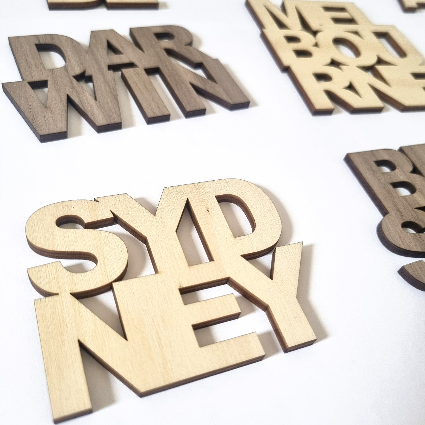 Cutout coaster set of 8 Australian cities