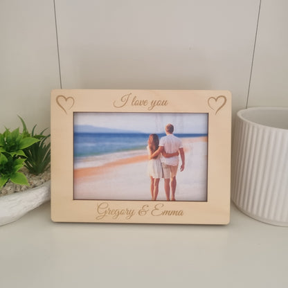 Engraved photo frame - I love you with names