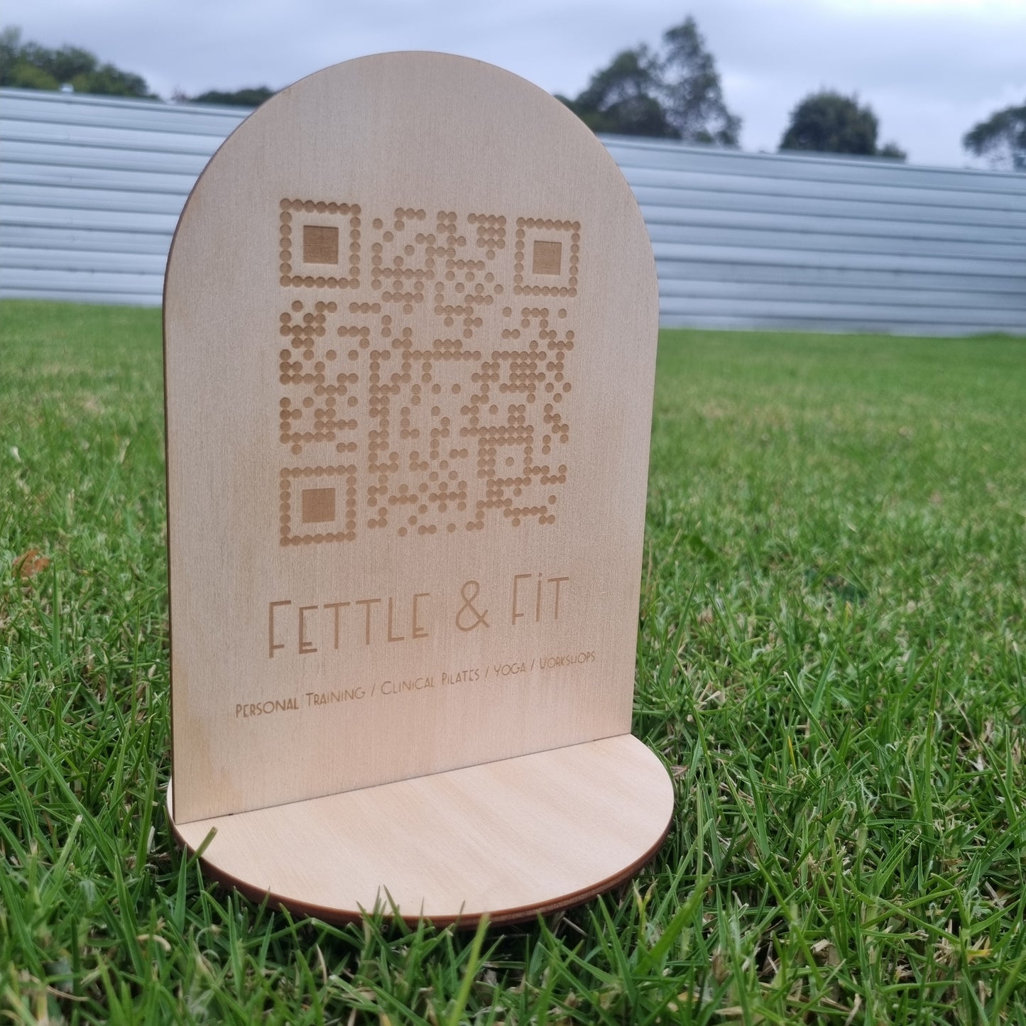 A5 double sided QR code sign with logo