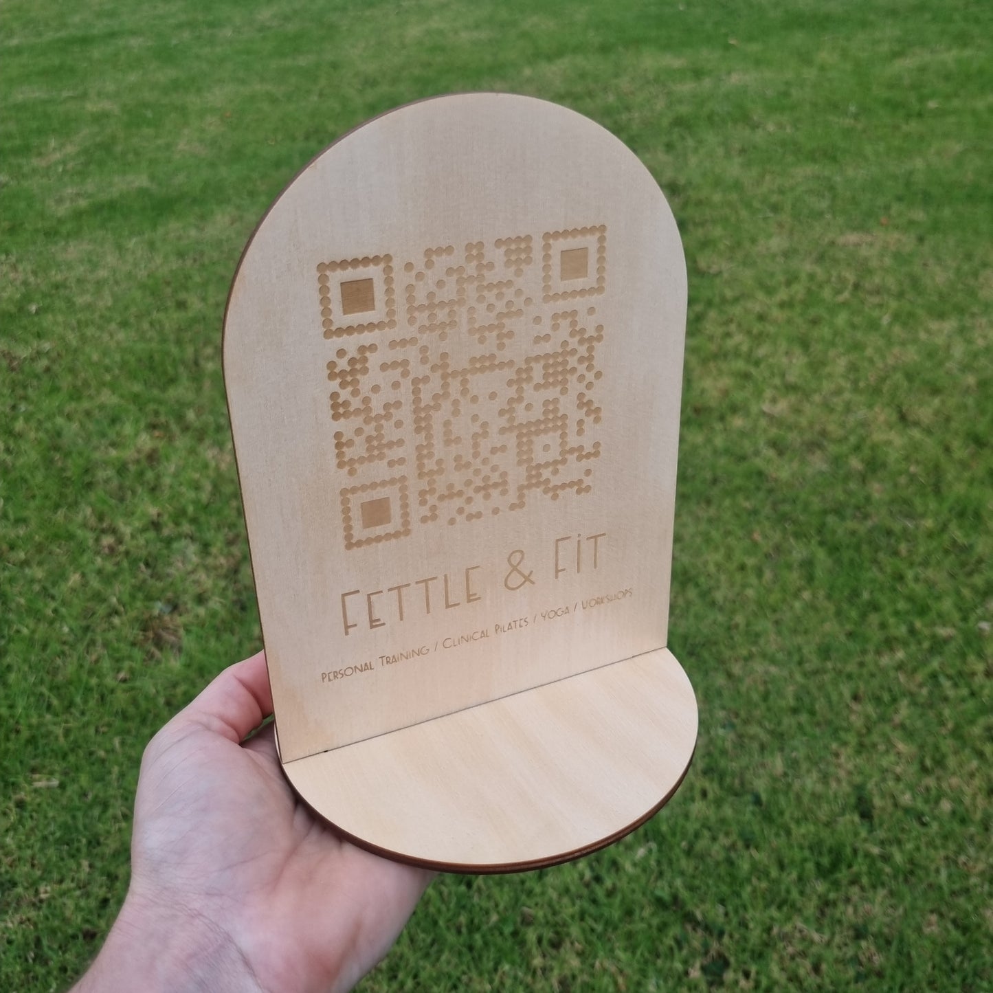 A5 double sided QR code sign with logo