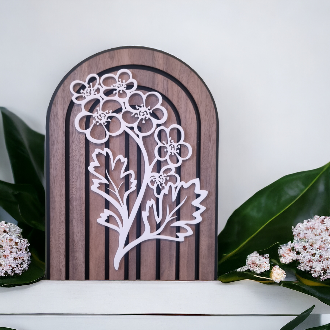 Arches and flower layered Wood Wall Art