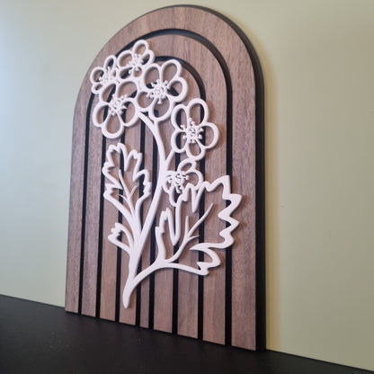 Arches and flower layered Wood Wall Art