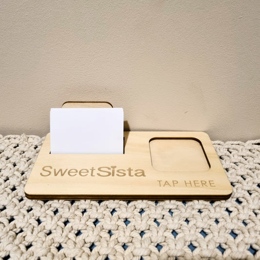 Square reader and business card holder - engraved logo