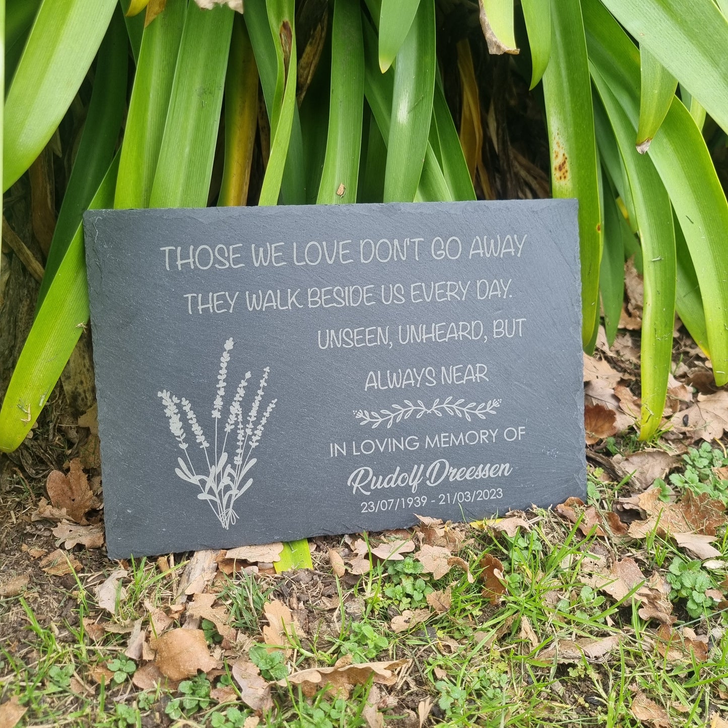 Slate Memorial Plaque - Floral design