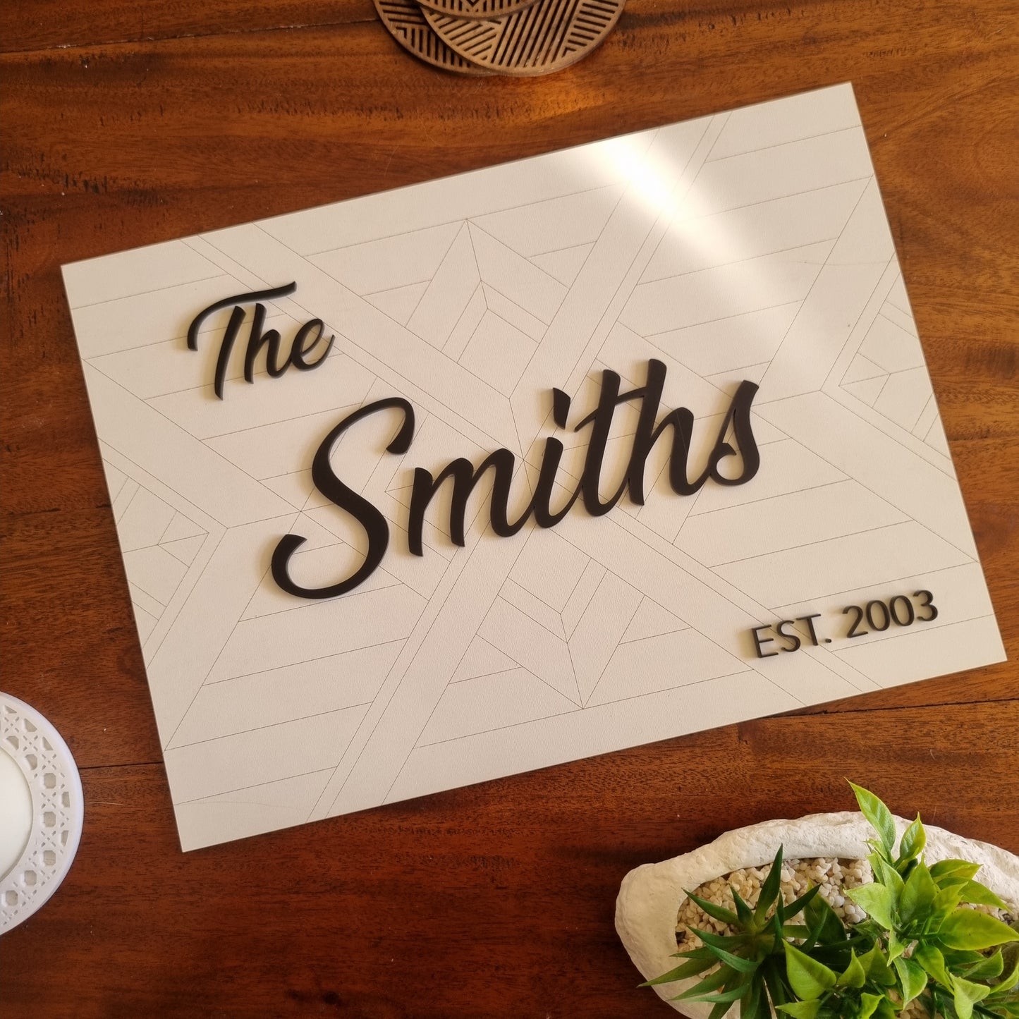 Family name sign - geometric design