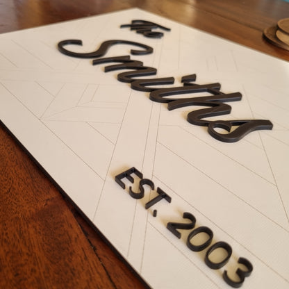 Family name sign - geometric design