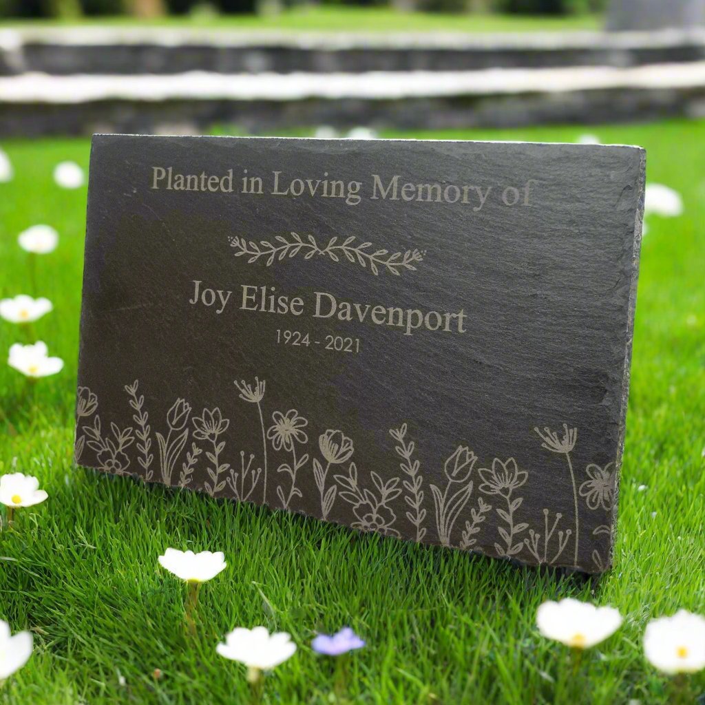 Slate Memorial Plaque - Wild Flowers design