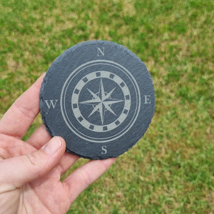 Slate coaster - Compass