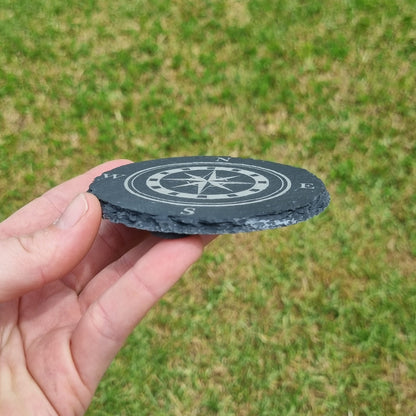 Slate coaster - Compass