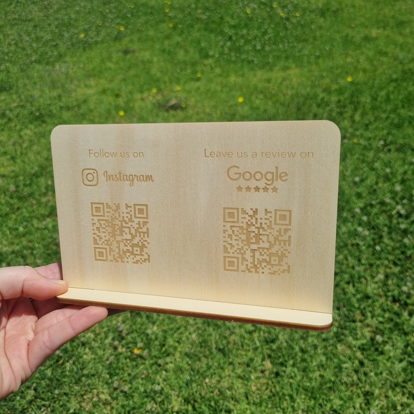 Dual QR code sign - Social media and Google review