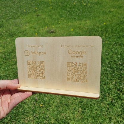 Dual QR code sign - Social media and Google review