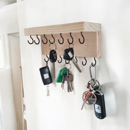 Timber keys holder with shelf