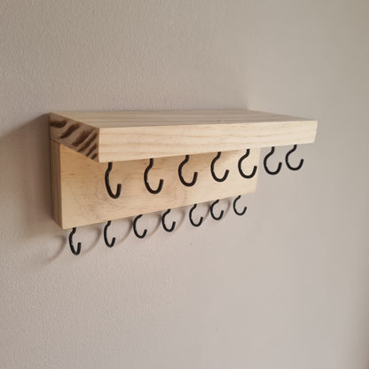 Timber keys holder with shelf