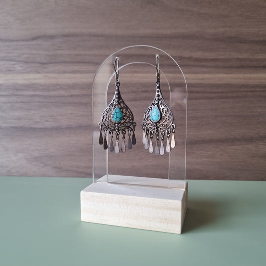 Wood block earring holder - single pair