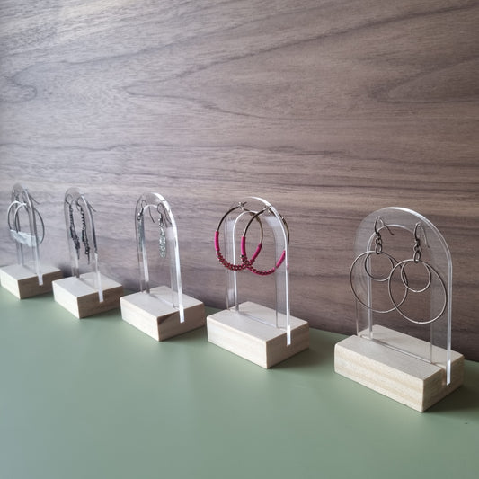 Wood block earring holder - single pair