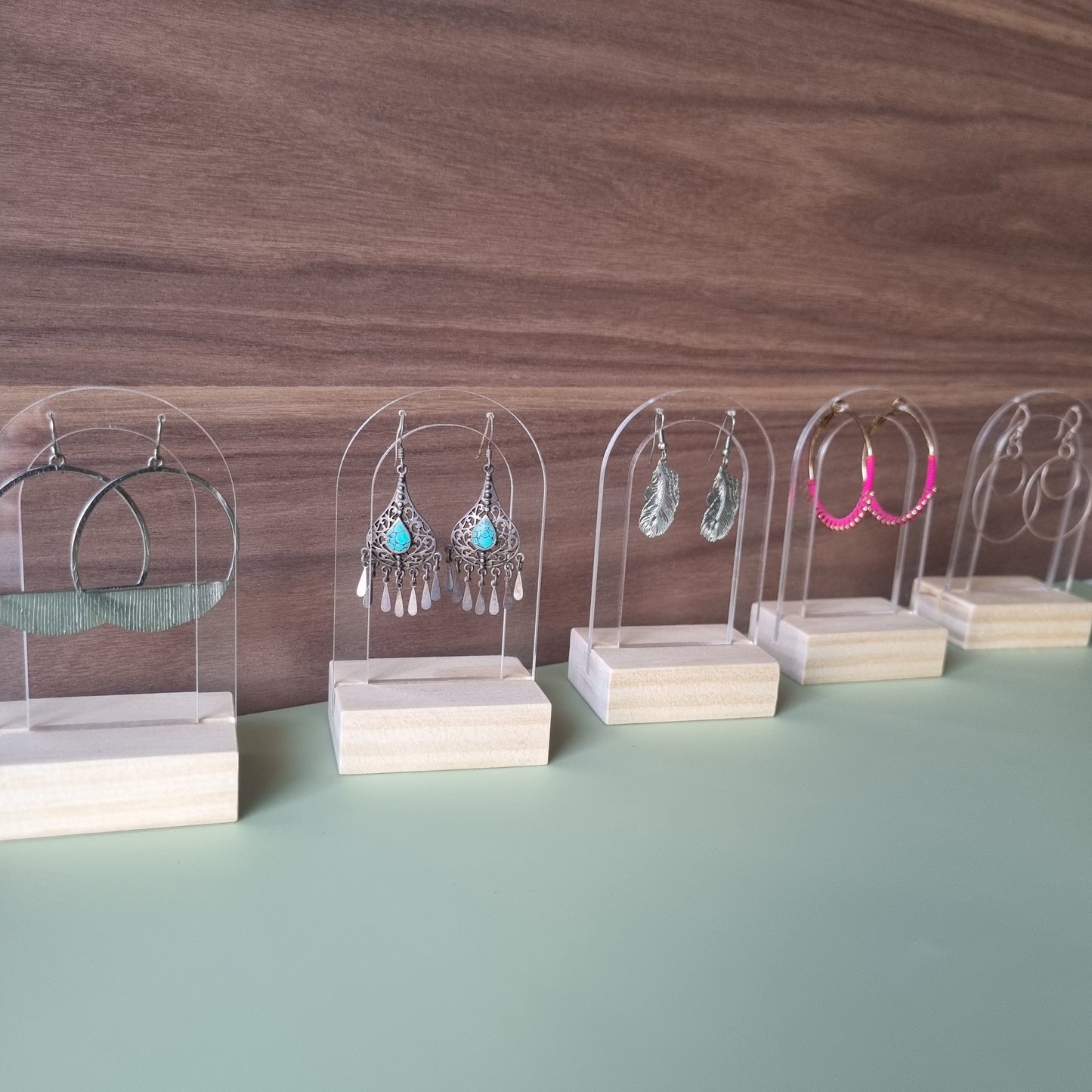 Wood block earring holder - single pair