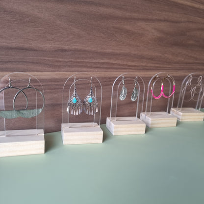 Wood block earring holder - single pair