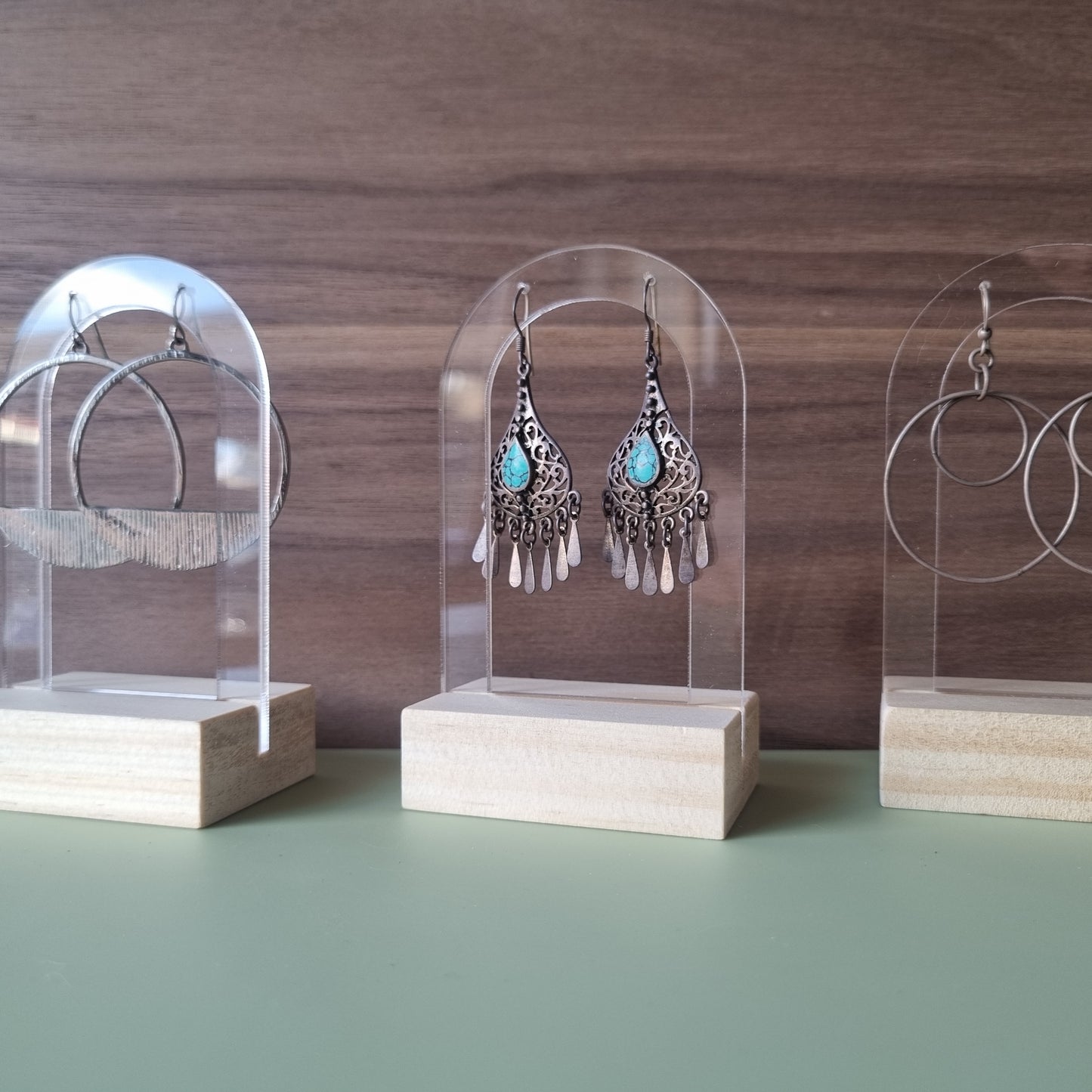 Wood block earring holder - single pair