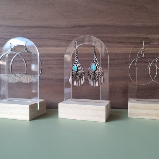 Wood block earring holder - single pair