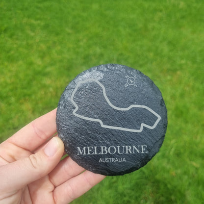 Slate coaster - Formula 1 race track - round