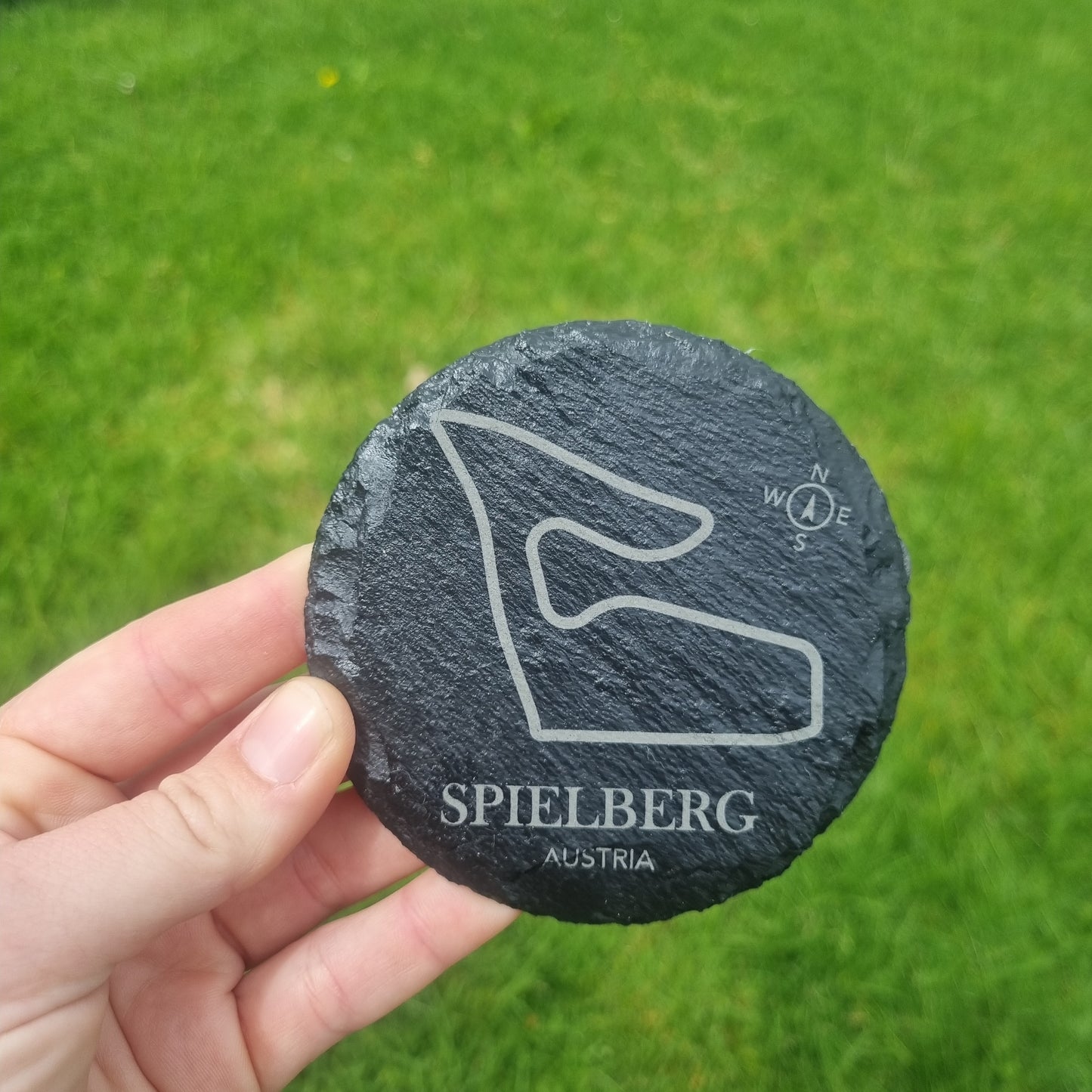 Slate coaster - Formula 1 race track - round