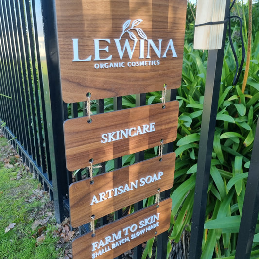 Hanging tiered signs